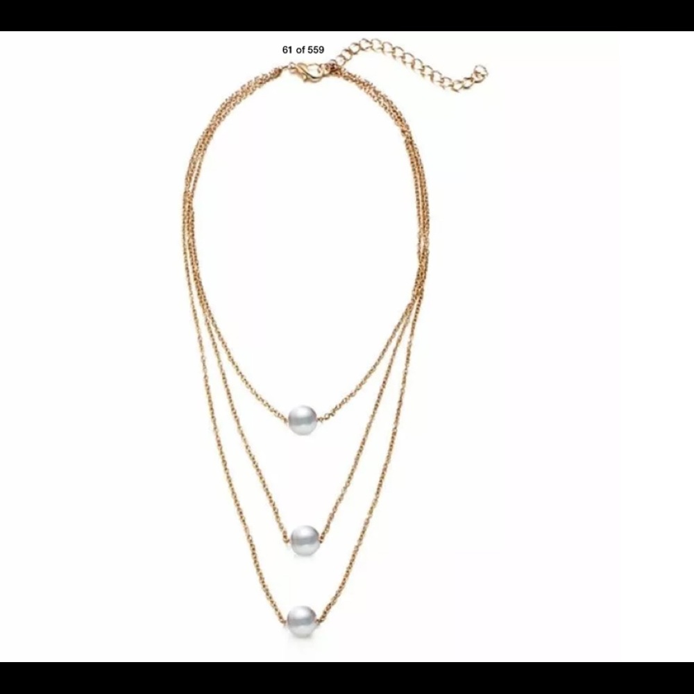 3 Layers Gold Plated Fashion Pearl Necklace - Picture 2 of 3